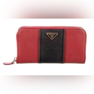 *PRICE DROP* Prada Saffiano Perforated Leather Continental Zipper Wallet